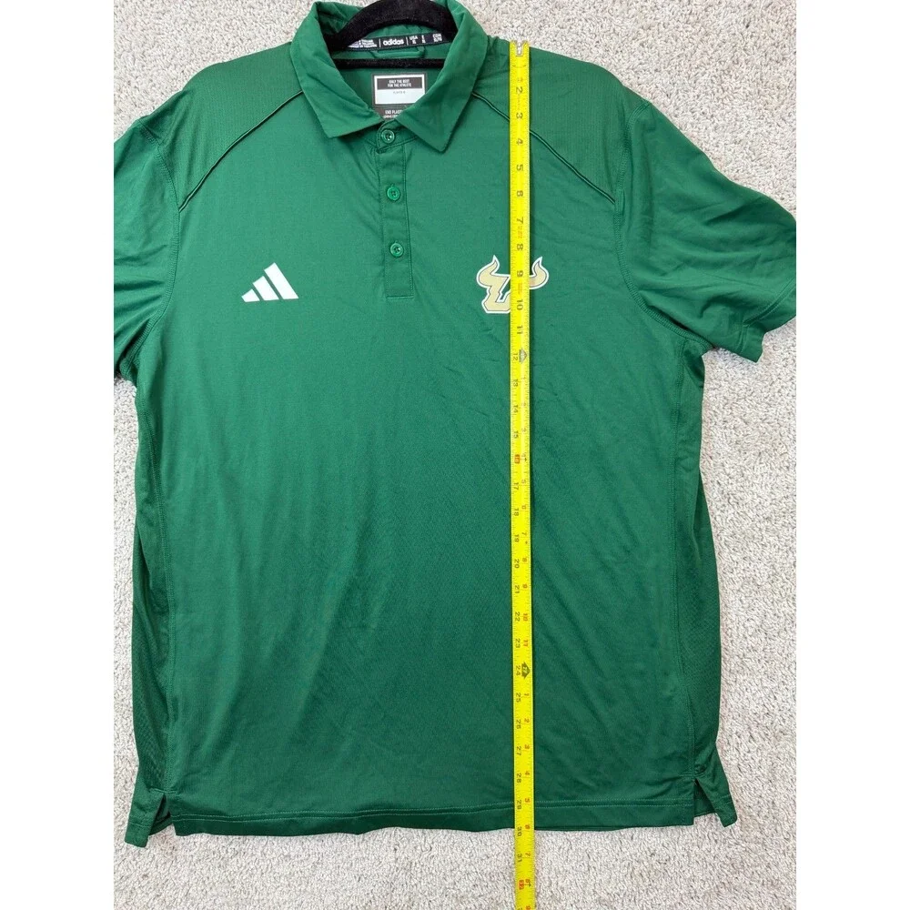 Adidas USF South Florida Bulls Polo Shirt Men's XL Green NCAA Golf Performance